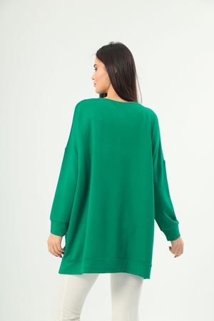 RENKTE BÜYÜK BEDEN CEPLERİ PAYETLİ YEŞİL TUNİK & BLUZ