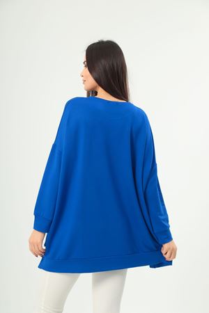 RENKTE BÜYÜK BEDEN CEPLERİ PAYETLİ SAKS TUNİK & BLUZ