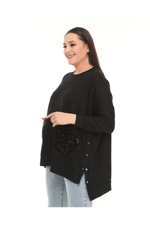 RENKTE BÜYÜK BEDEN CEPLERİ PAYETLİ SİYAH TUNİK & BLUZ