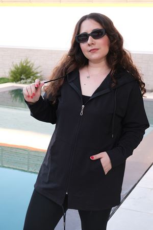 RENKTE BÜYÜK BEDEN KANGURU CEPLİ CEKET