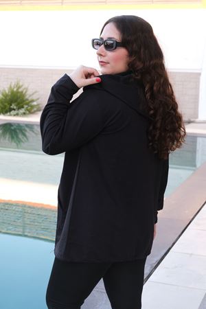 RENKTE BÜYÜK BEDEN KANGURU CEPLİ CEKET