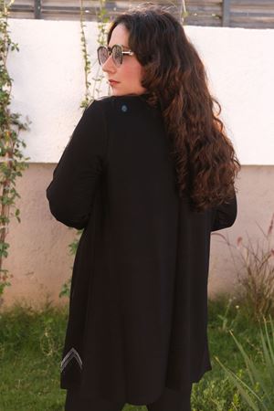 RENKTE BÜYÜK BEDEN TAŞ DETAY SİYAH CEKET