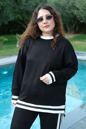 RENKTE BÜYÜK BEDEN ŞERİTLİ EŞOFMAN TAKIMI