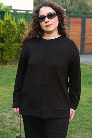 RENKTE BÜYÜK BEDEN ÇIMALI SİYAH EŞOFMAN TAKIMI