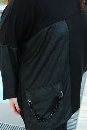 RENKTE BÜYÜK BEDEN ZİNCİRLİ SİYAH TUNİK