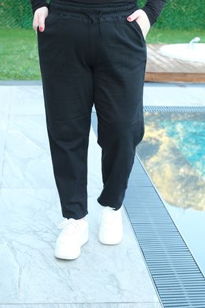 RENKTE BÜYÜK BEDEN SİYAH DAR PAÇA TENSEL GABARDİN PANTOLON