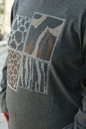 RENKTE BÜYÜK BEDEN TAŞLI ANTRASİT BLUZ