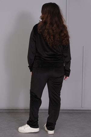 RENKTE BÜYÜK BEDEN FERMUARLI PREMİUM SİYAH KADİFE TAKIM