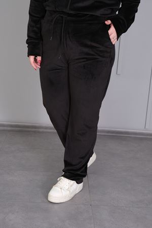 RENKTE BÜYÜK BEDEN FERMUARLI PREMİUM SİYAH KADİFE TAKIM