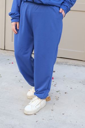 RENKTE BÜYÜK BEDEN ÖZEL ÜRETİM FERMUARLI SAKS MAVİ EŞOFMAN TAKIMI