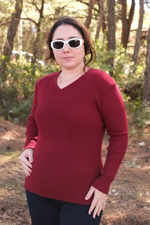 RENKTE BÜYÜK BEDEN ESNEK BORDO TRİKO