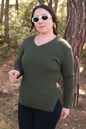 RENKTE BÜYÜK BEDEN ESNEK HAKİ TRİKO