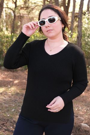 RENKTE BÜYÜK BEDEN ESNEK SİYAH TRİKO