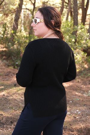 RENKTE BÜYÜK BEDEN ESNEK SİYAH TRİKO