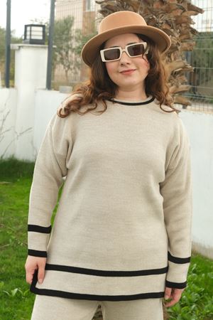 RENKTE BÜYÜK BEDEN ESNEK TRİKO TAKIM