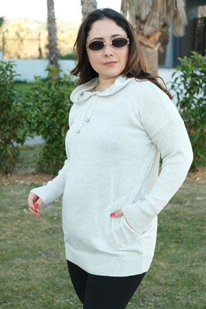 RENKTE KAPŞONLU ESNEK GRİ TRİKO