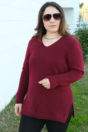 RENKTE V YAKA BORDO TRİKO KAZAK