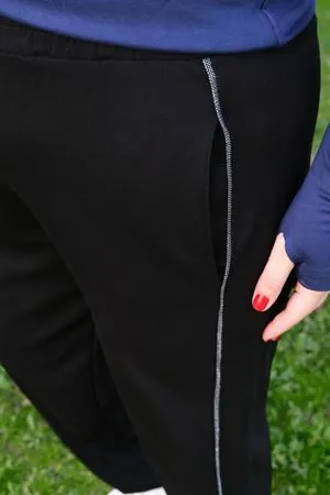 RENKTE BİYELİ BÜYÜK BEDEN SİYAH EŞOFMAN ALTI