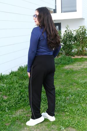 RENKTE BİYELİ BÜYÜK BEDEN SİYAH EŞOFMAN ALTI