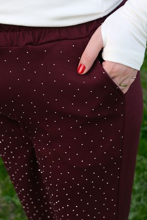 RENKTE BÜYÜK BEDEN TAŞLI MODAL BORDO EŞOFMAN ALTI