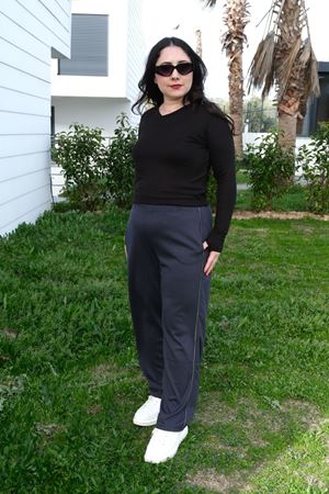 RENKTE BİYELİ BÜYÜK BEDEN FÜME EŞOFMAN ALTI