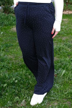 RENKTE BÜYÜK BEDEN TAŞLI MODAL LACİVERT EŞOFMAN ALTI