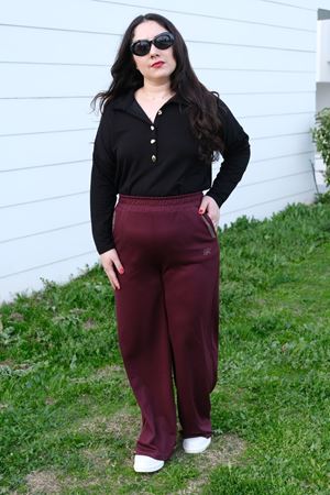 RENKTE TAŞ İŞLEMELİ BATTAL BORDO ALT EŞOFMAN