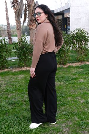 RENKTE TAŞ İŞLEMELİ BATTAL SİYAH ALT EŞOFMAN