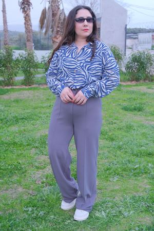 RENKTE TOPARLAYICI BÜYÜK BEDEN FÜME PALAZZO PANTOLON