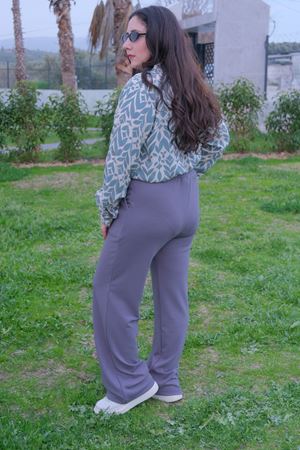 RENKTE TOPARLAYICI YÜKSEK BEL FÜME PANTOLON