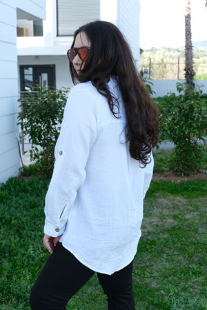 RENKTE BÜYÜK BEDEN NAKIŞLI MÜSLİN BEYAZ GÖMLEK