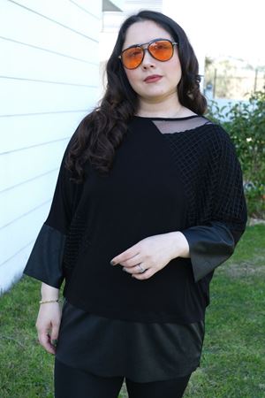 RENKTE BÜYÜK BEDEN FİLE DETAY SİYAH TUNİK