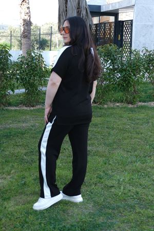 RENKTE BÜYÜK BEDEN BEYAZ V DETAY ALT ÜST TAKIM