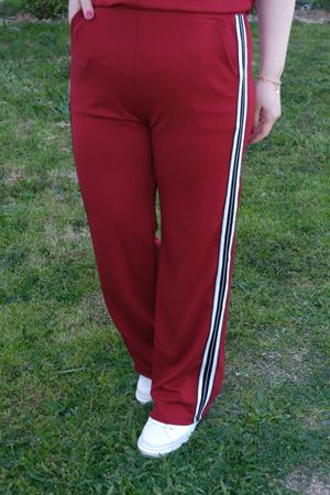 RENKTE BÜYÜK BEDEN SİM ŞERİTLİ BORDO İKİLİ TAKIM