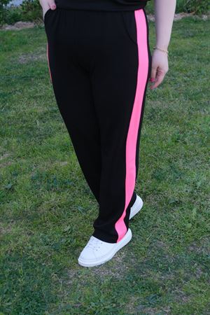 RENKTE BÜYÜK BEDEN PEMBE V DETAY ALT ÜST TAKIM