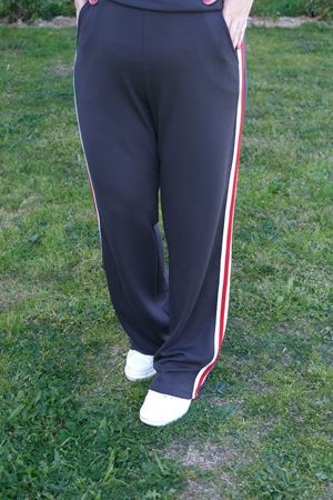 RENKTE BÜYÜK BEDEN FERMUARLI ŞERİTLİ ANTRASİT ALT ÜST TAKIM