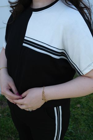 RENKTE BÜYÜK BEDEN SİM ŞERİTLİ SİYAH İKİLİ TAKIM