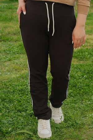 RENKTE BÜYÜK BEDEN YAN ÇİFT ŞERİTLİ SİYAH EŞOFMAN ALTI