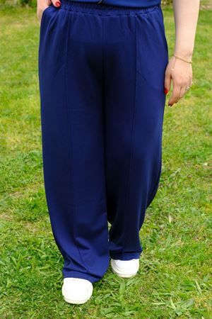 RENKTE ÇIMALI BOL PAÇA BATTAL BEDEN LACİVERT MODAL ALT