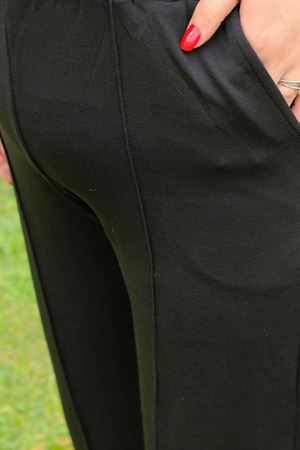 RENKTE ÇIMALI BOL PAÇA BATTAL BEDEN SİYAH MODAL ALT