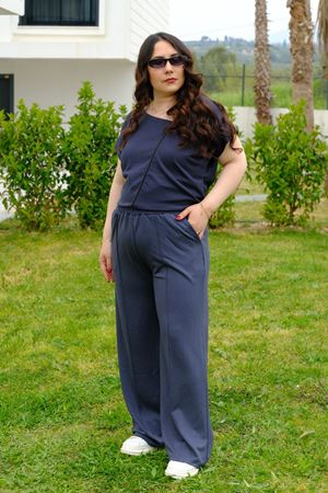 RENKTE ÇIMALI BOL PAÇA BATTAL BEDEN ANTRASİT MODAL ALT