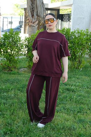 RENKTE ÖZEL ÜRETİM BİYELİ BATTAL BEDEN BORDO ALT ÜST TAKIM