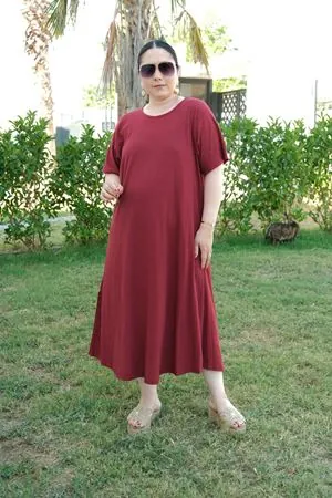RENKTE ÖZEL ÜRETİM BATTAL PAMUKLU BORDO ESNEK KAŞKORSE ELBİSE