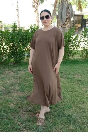 RENKTE ÖZEL ÜRETİM BATTAL PAMUKLU KAHVERENGİ ESNEK KAŞKORSE ELBİSE