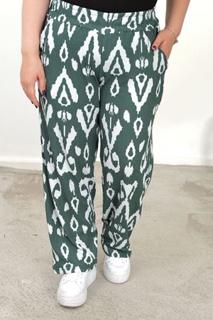 RENKTE BÜYÜK BEDEN CEPLİ BELİ LASTİKLİ  BOL PAÇA PANTALON