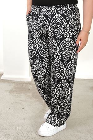 RENKTE BÜYÜK BEDEN CEPLİ BELİ LASTİKLİ BOL PAÇA PANTALON