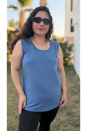 RENKTE ÖZEL ÜRETİM BÜYÜK BEDEN İNDİGO KALIN ASKILI ATLET