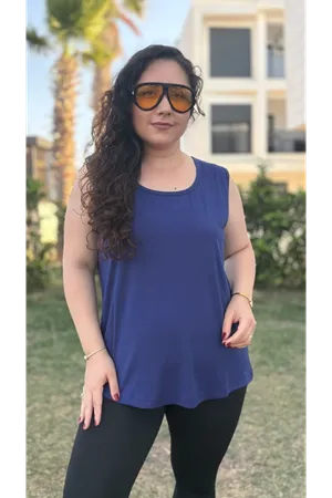 RENKTE ÖZEL ÜRETİM BÜYÜK BEDEN LACİVERT KALIN ASKILI ATLET