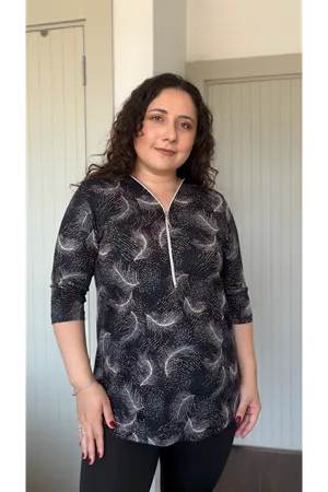 RENKTE BÜYÜK BEDEN FERMUARLI KAPRİ KOL BLUZ