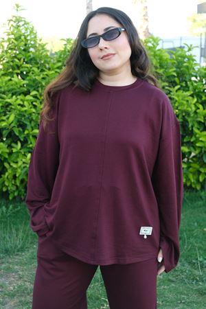 RENKTE ÖZEL ÜRETİM BÜYÜK BEDEN ARMALI BORDO TAKIM